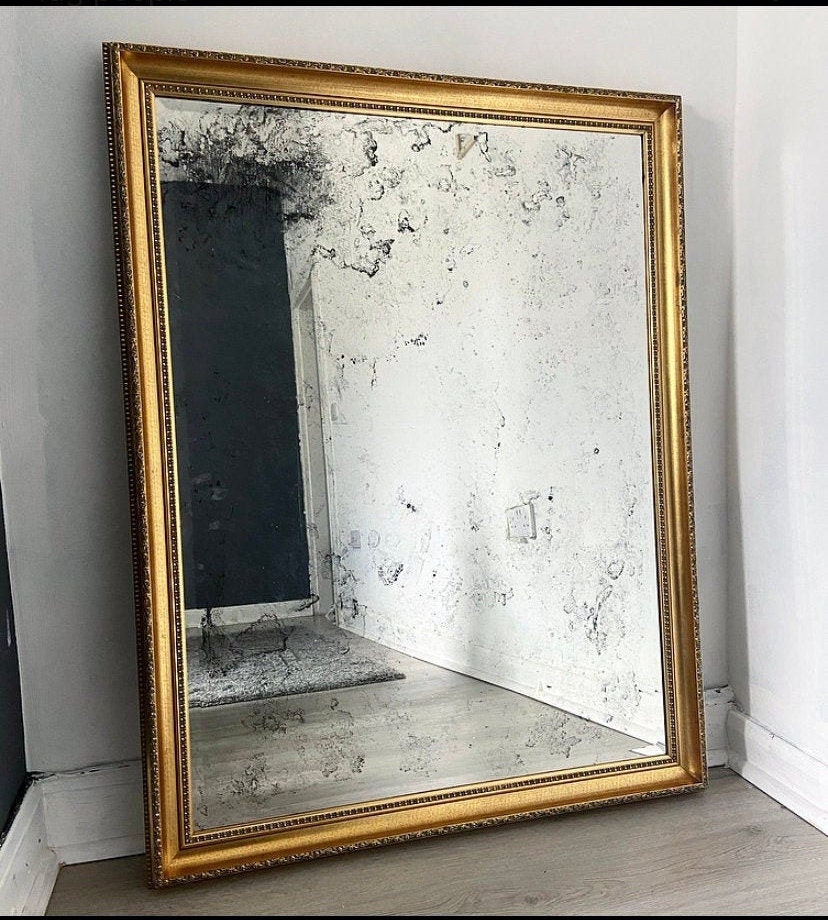 Gold Distressed Foxed Vintage Large Mirror Etsy