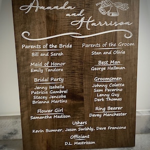 &quot;3D personalisierte Hochzeitsfeier Schild - 12 &quot;x 18&quot;&quot; geschnitztes hölzernes Brautparty Zeichen - 12x18 Hochzeitsprogramm Alternative - Hochzeitszeremonie Zeichen.&quot;