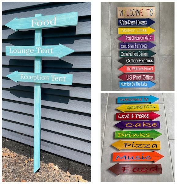 Hand carved Directional Sign: Personalized Arrow Signs Point to Your Favorite Destination and Hideaways Perfect for Indoor or Outdoor Use