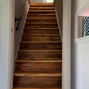 Solid Figured Hard Wood Stair Treads and Risers ~ Ambrosia Maple & Spalted Oak ~ Made To Order ~ Custom ~ One of a Kind Artisan Staircase!