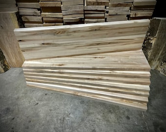 Solid Ambrosia Maple Stair Tread: Custom Artisan Staircase (1.5" Thick)