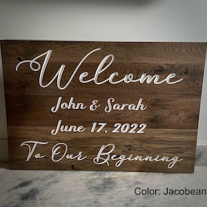 Placa de boas-vindas personalizada em madeira 3D para casamento