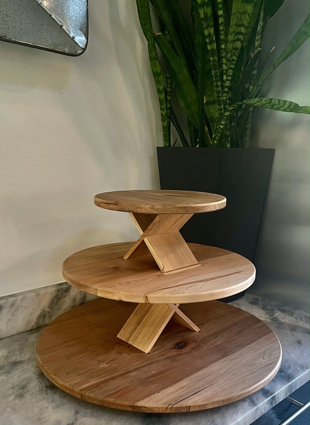 3 Tier Cupcake Display ~ Solid Wood ~ Rustic Modern Serving Platter ...