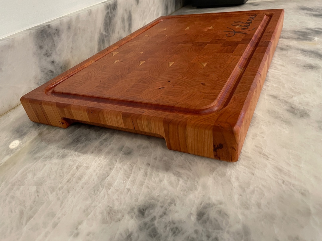 Handcrafted Solid Cherry End-Grain Cutting Board: Personalized Butcher Block - 12x18 Cherry, 1.5" Thick