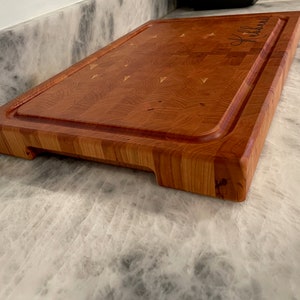 Handcrafted Solid Cherry Cutting Board with Juice Groove | End-Grain Butcher Block | Personalized Kitchen Gift | Durable & Elegant