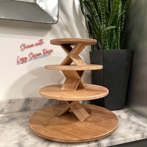 3 Tier Cupcake Display Solid Wood Rustic Modern Serving Platter Cupcake Tower Bakery Display Stand image 7