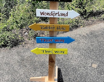 Hand Carved Directional Arrow Sign: Personalized Wood Destination Decor