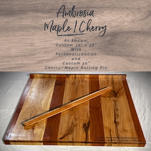 Maple and Cherry Pastry Board, Pasta Board, Wood Cutting Board, Bread Board Oak, Ambrosia Maple, Spalted Maple, Personalized, Reversible