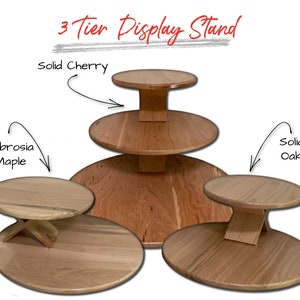 3 Tier Cupcake Display Solid Wood Rustic Modern Serving Platter Cupcake Tower Bakery Display Stand image 3