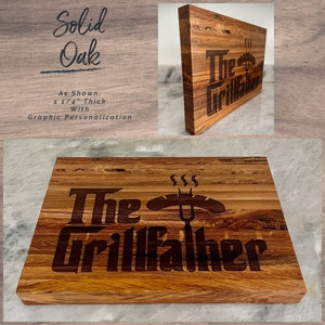 Personalized Grillfather Butcher Block Cutting Board Choose From Beautiful Ambrosia Maple, Cherry, Hickory, & Oak