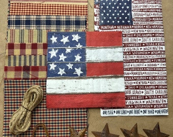 Patriotic Napkins, Fabric & Rusty Star Bundle #3