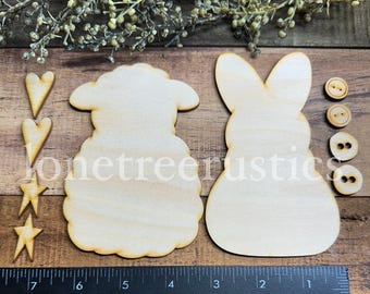 Lamb and Bunny Laser Wood Cutouts – Sweet Spring Pair