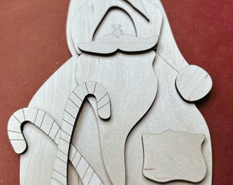 Kit de madera sin terminar para hacer tú mismo de Papá Noel primitivo