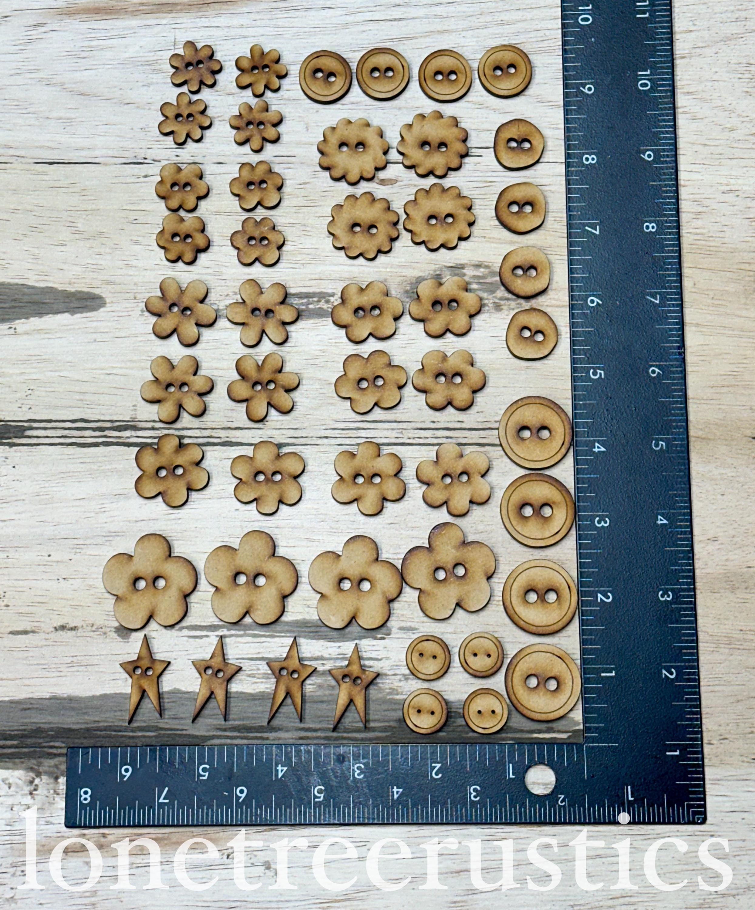 Rustic Button Bundle #2 (48 Assorted MDF Laser Cut Buttons) - Rustic ...