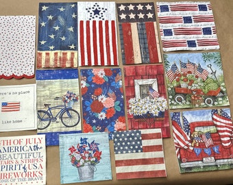 Patriotic/Americana Assorted Napkin Bundle / Decoupage Napkins (14 Total Napkins)