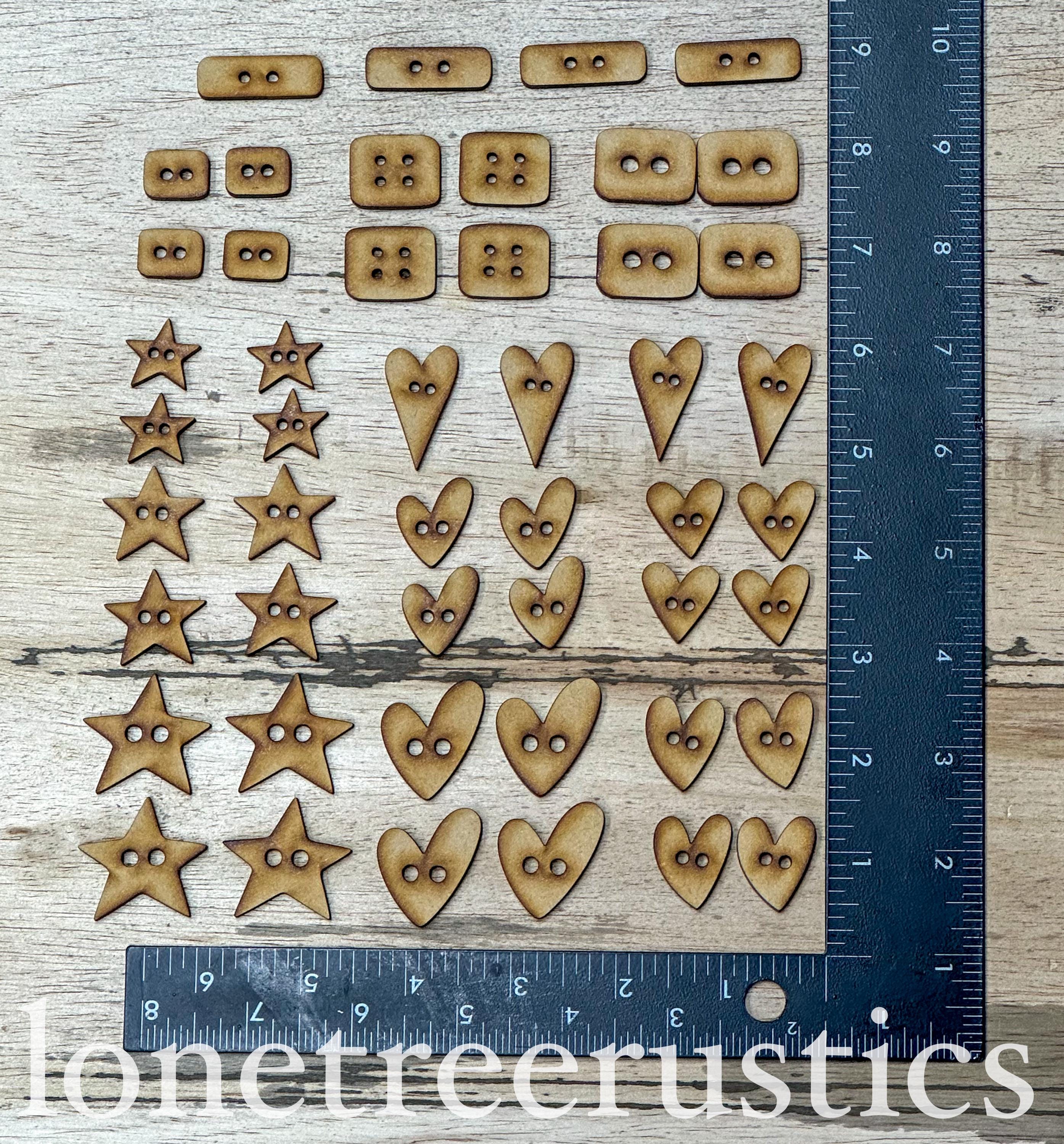 Rustic Button Bundle (48 Assorted MDF Laser Cut Buttons) - Rustic ...