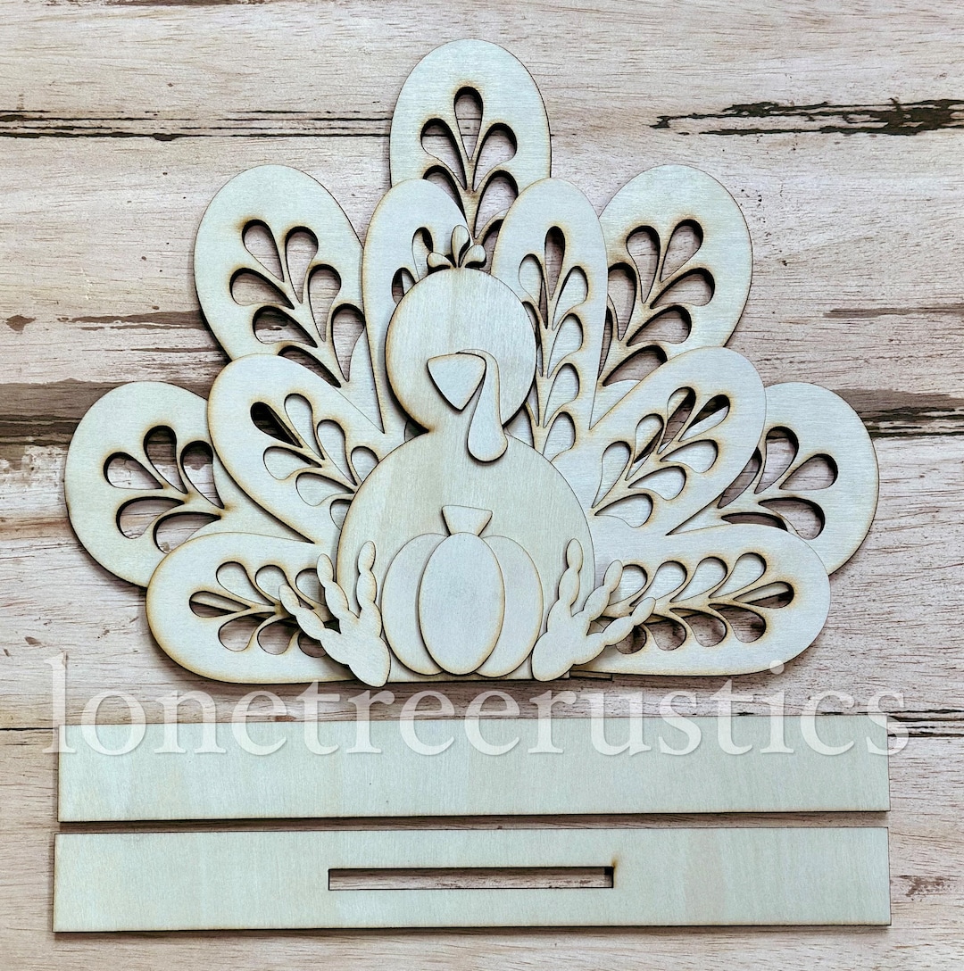 Fall Turkey Shelf Sitter DIY Wood Kit | Thanksgiving Turkey Centerpiece ...