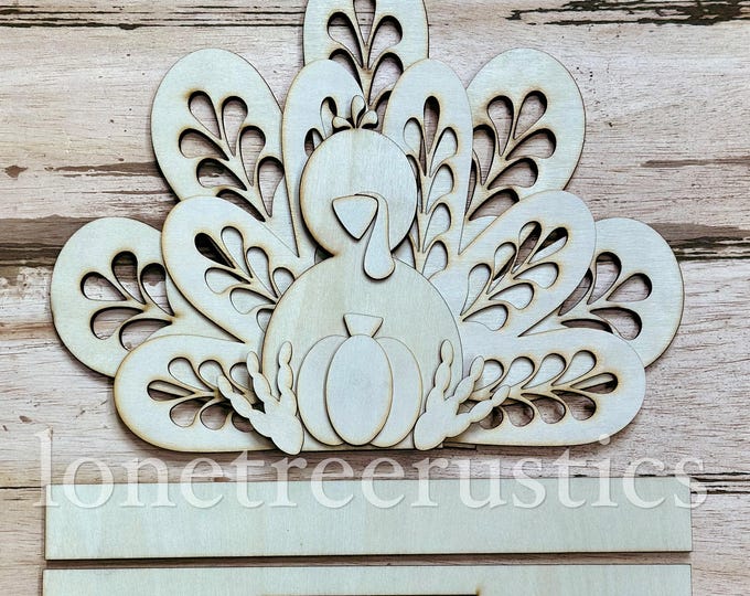 Fall Turkey Shelf Sitter DIY Wood Kit | Thanksgiving Turkey Centerpiece ...