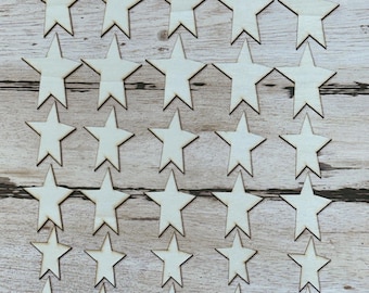 Paquete de estrellas (30 estrellas surtidas) - Recortes láser de madera para manualidades