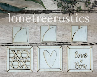 Mini juego de 3 bandejas escalonadas 3D para San Valentín / Kit de madera para hacer uno mismo sin terminar / Trío de bandejas escalonadas para San Valentín