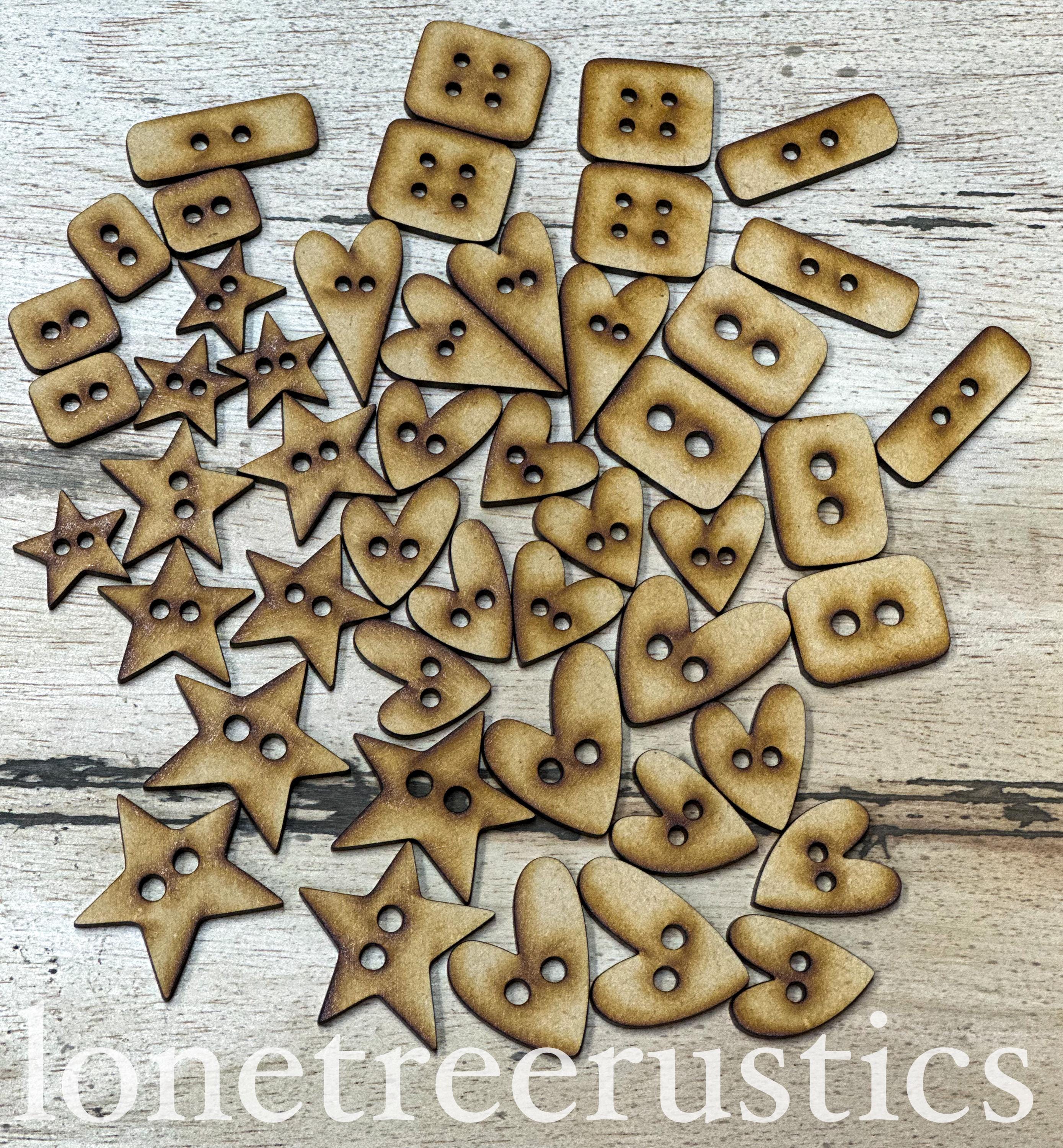 Rustic Button Bundle (48 Assorted MDF Laser Cut Buttons) - Rustic ...