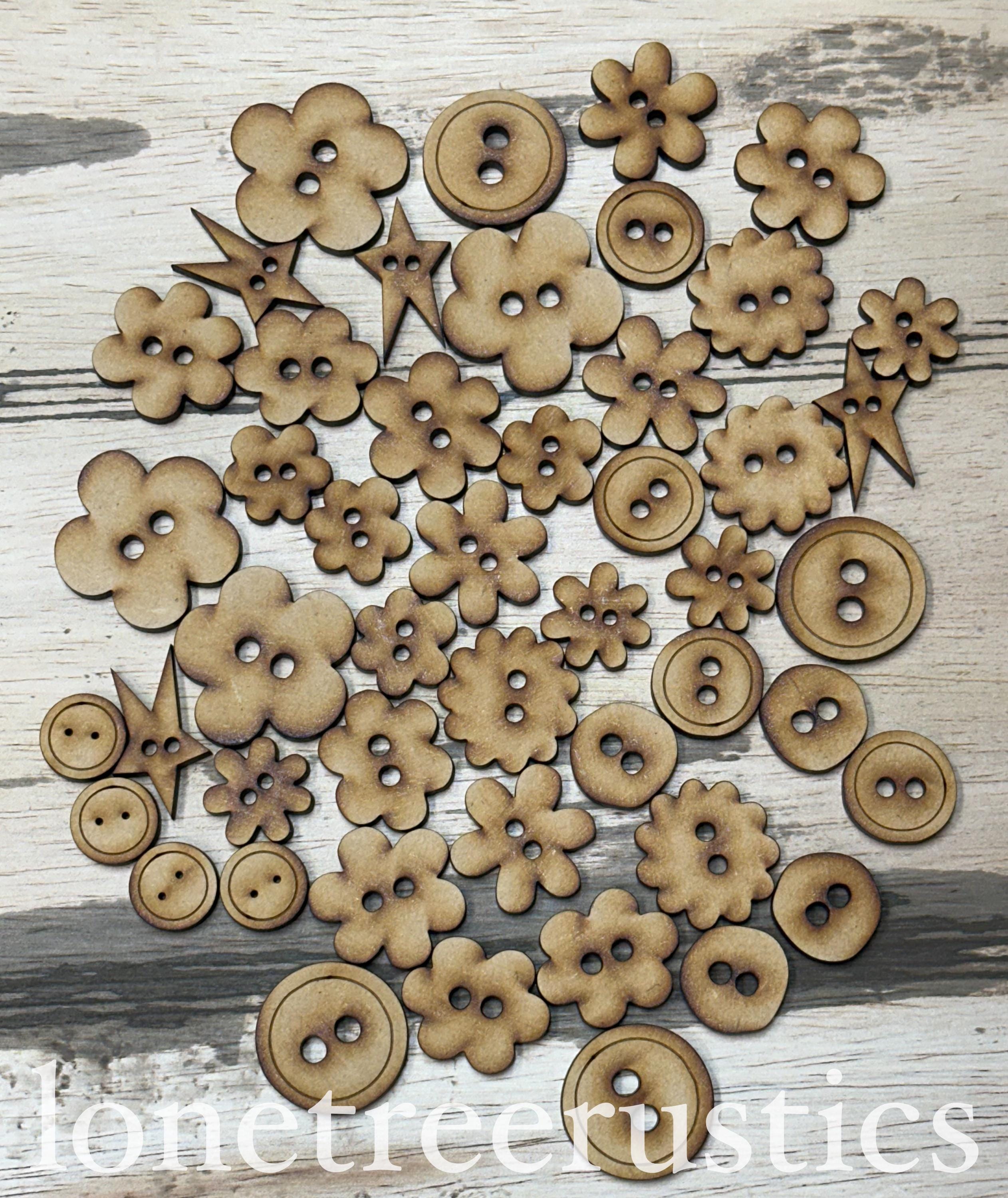 Rustic Button Bundle #2 (48 Assorted MDF Laser Cut Buttons) - Rustic ...