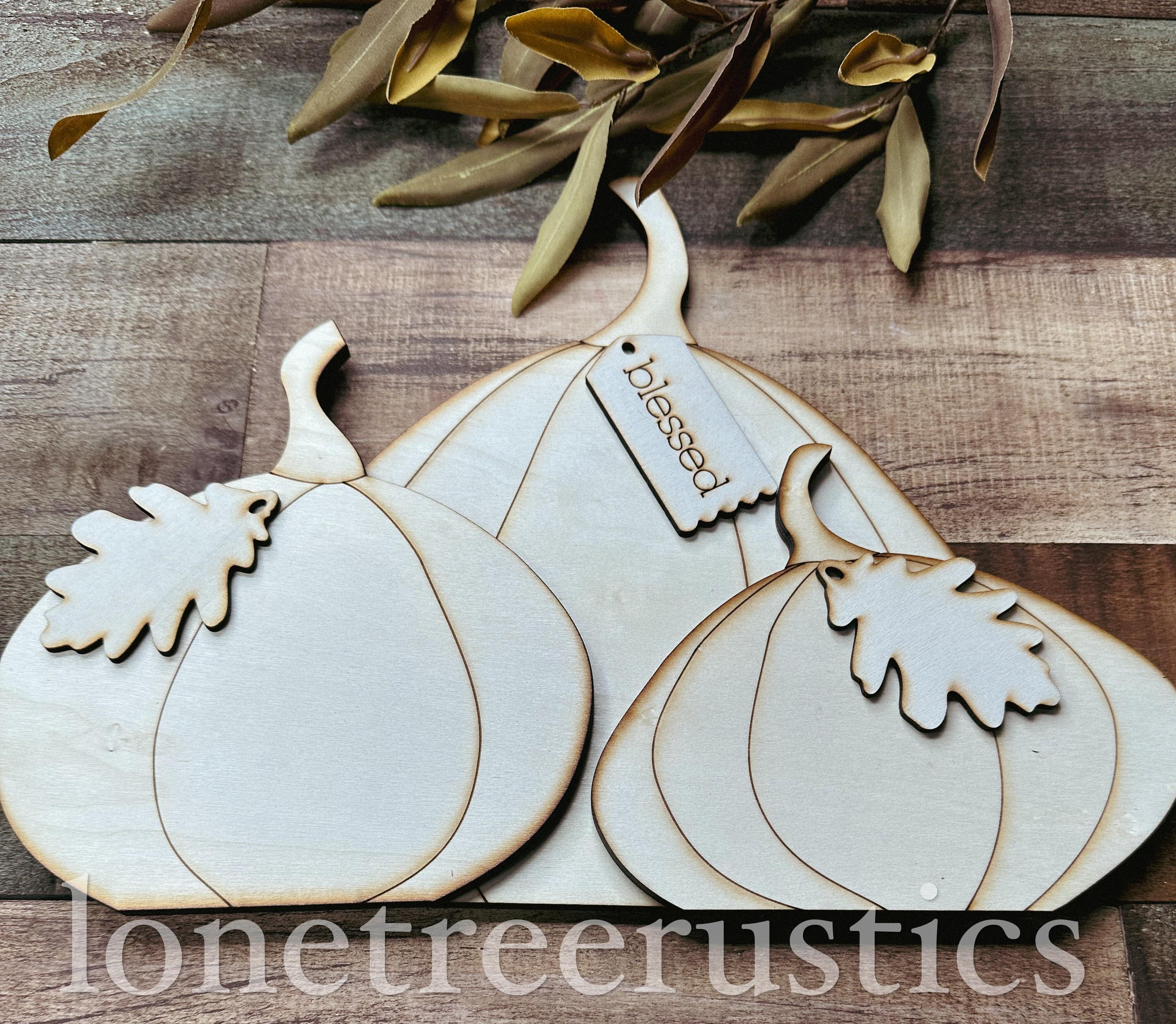 Pumpkin Trio Shelf Sitter DIY Wood Kit | Unfinished Birch Fall Pumpkins ...