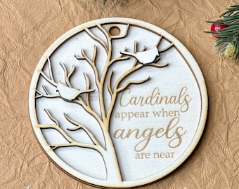 Kit de madera para armar un adorno de cardenal: "Los cardenales aparecen cuando los ángeles están cerca" (4 piezas de madera sin acabado).