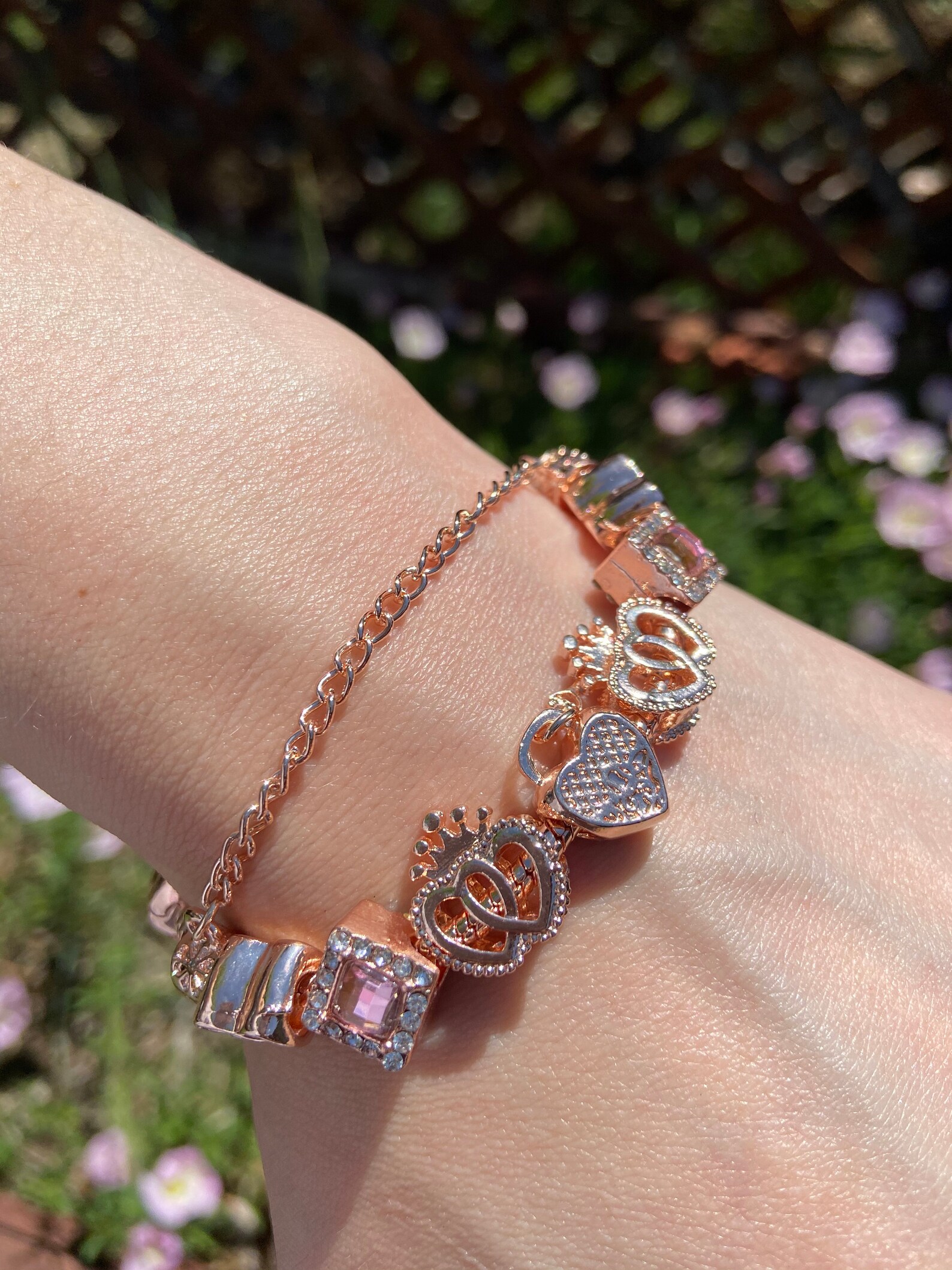 Pandora Inspired Rose Gold Charm Bracelet Beautiful Charm | Etsy