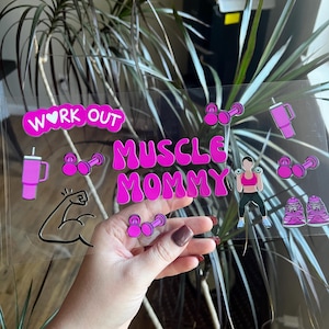 Muscle Mommy Cup Wrap - UV dtf Snow Globe Wrap - Cute uv dtf cup wrap - Workout uv dtf Cup Wrap - 172