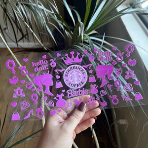 Pretty in Pink Cup Wrap - UV dtf Snow Globe Wrap - Girly uv dtf cup wrap - Pink Cup Wrap - 154