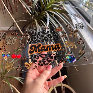 Mama UV DTF Cup Wrap - UV dtf Snow Globe Wrap - Leopard uv dtf cup wrap - Leopard Mama Cup Wrap - 072
