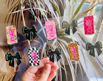Diet Drinks & Bows UV DTF Cup Wrap - uv dtf Snow Globe Wrap - Custom uv dtf cup wrap - Drinks Cup Wraps - 041