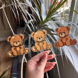 Teddy Bear UV DTF Cup Wrap - uv dtf Snow Globe Wrap - Custom uv dtf cup wrap - Teddy bear Cup Wraps - 029