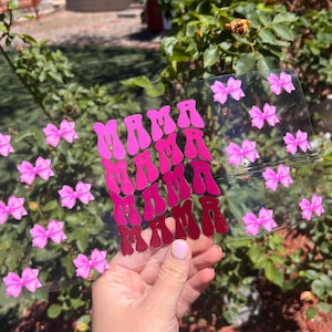 Mama With Pink Bows UV DTF Cup Wrap - uv dtf Snow Globe Wrap - Custom uv dtf cup wrap - Mama Vibes Cup Wraps - 026