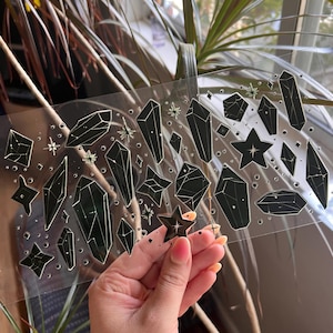 Black Crystals UV DTF Cup Wrap - uv dtf Snow Globe Wrap - Custom uv dtf cup wrap - Mystical Cup Wraps - 033