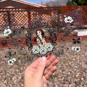 Gothic Princess UV DTF Cup Wrap - uv dtf Snow Globe Wrap - Custom uv dtf cup wrap - Punk Princess Cup Wraps - 006