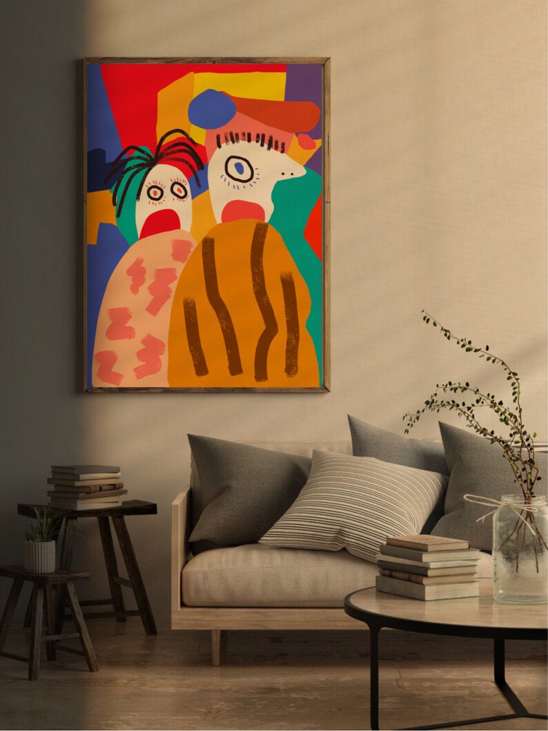 Cool couple Home Decor Eye catching Art Fauvism Wall Poster Pop Art Valentine Abstract Crazy couple Printable Art Colourful Print