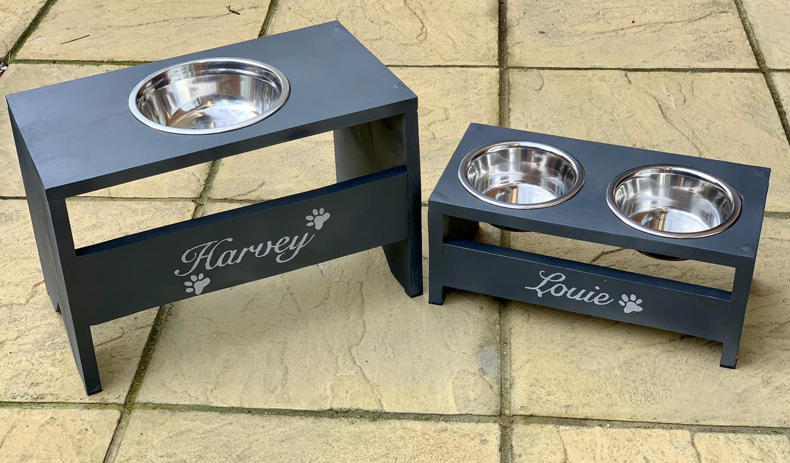 Personalised Pet Feeders In three different colours Bowls Etsy