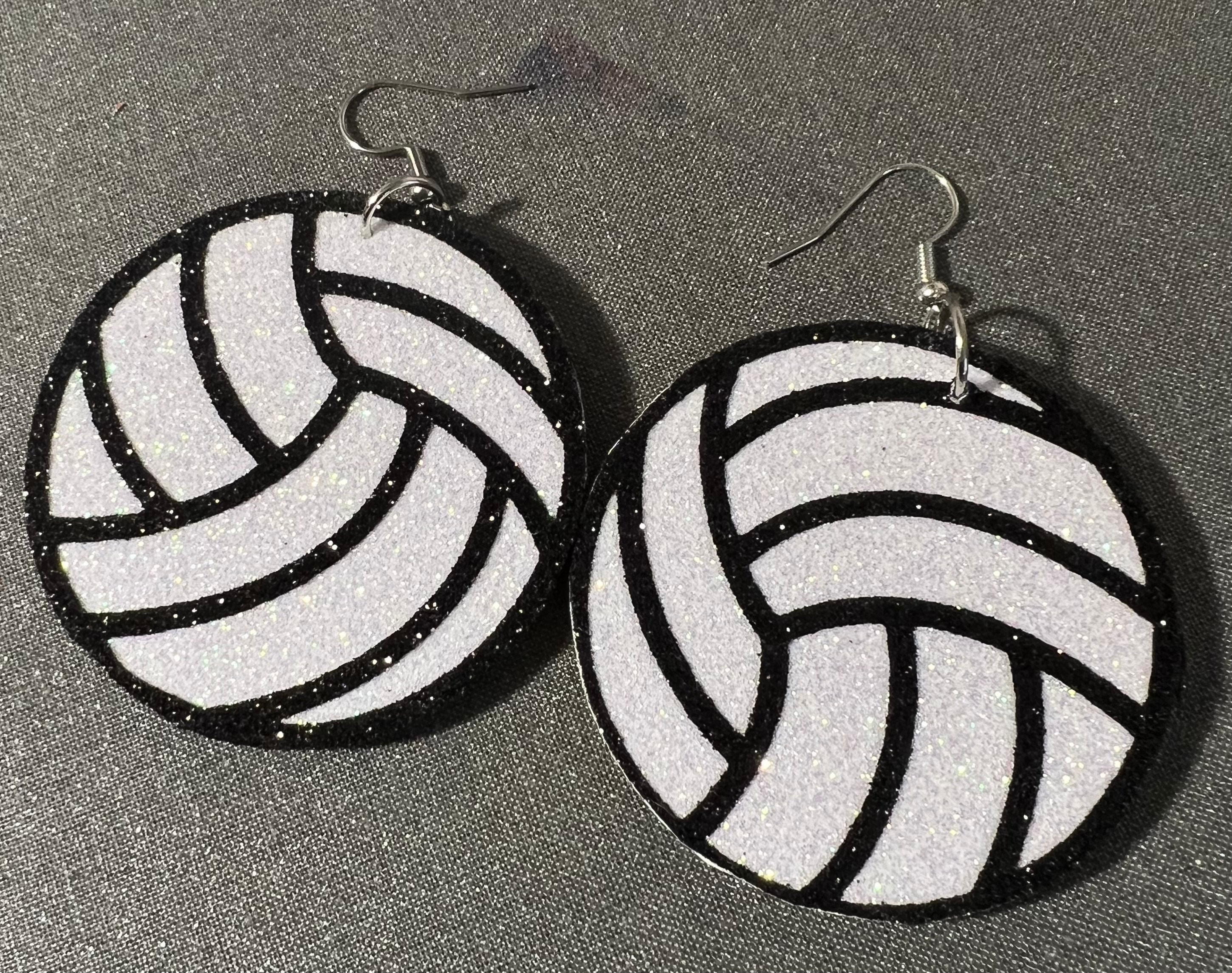 volleyball glitter sports earrings gift for her gift for coaches game day earrings mom fan jewelry Volleyball earrings sports school spirit