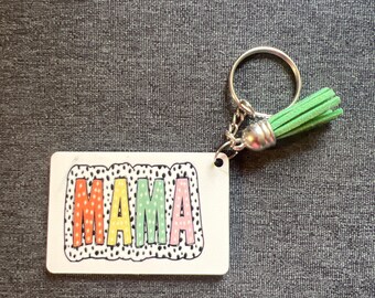 Llavero de mamá con lunares rectangulares y foto personalizada para el Día de la Madre