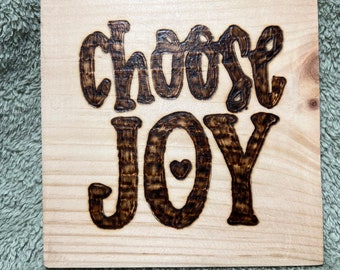 Wood-Burned Wood Sign: Choose Joy, Rustic Farmhouse Decor