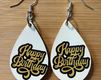 Happy birthday earrings