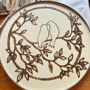 Wood-burned sign- Love Birds on a branch bird lover lovebirds couples gift mom gift