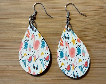 Pendientes de verano con forma de lágrima de flamenco rosa, joyería para vacaciones en la playa, pendientes de helado de sandía tropical