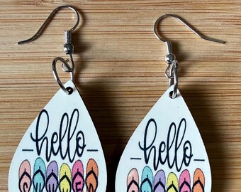 Hello Summer Teardrop Earrings: Pastel Surfboard Dangles