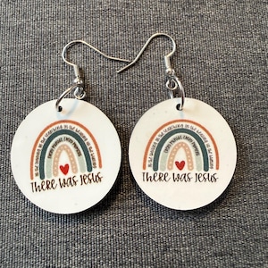 Rainbow Christian Earrings: "There Was Jesus" Boho Jewelry image 4
