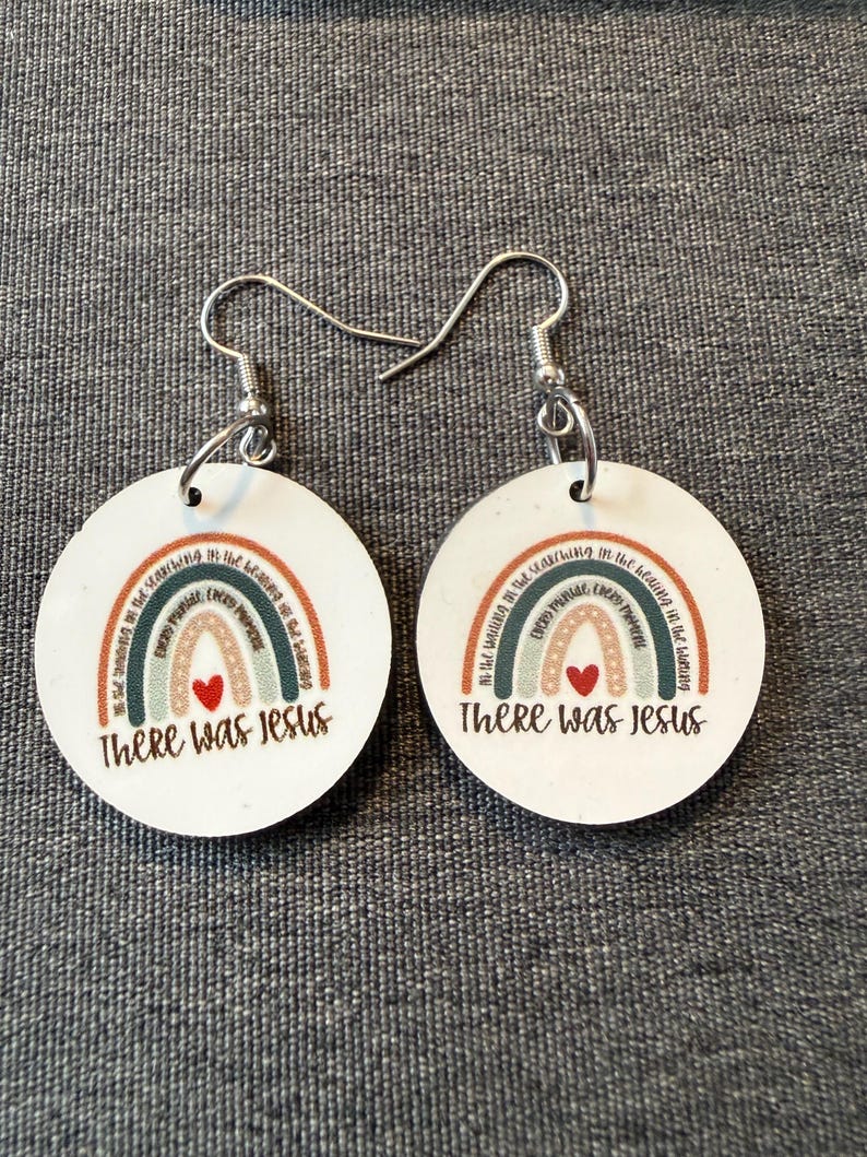 Rainbow Christian Earrings: "There Was Jesus" Boho Jewelry image 4
