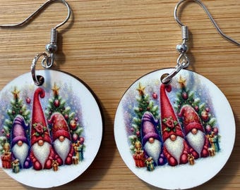 Christmas Gnome Trio Earrings, Lightweight Holiday for Festive Cheer