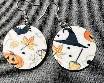 Pendientes de calabaza con sombrero de bruja de Halloween